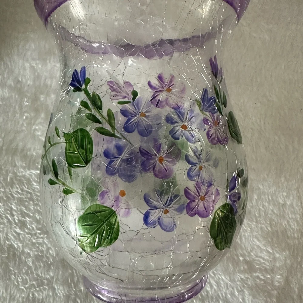 Floral Hand Painted Glass Vase